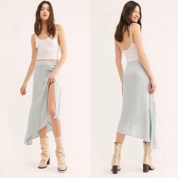 Free People Dresses & Skirts - Free People Lola Slit Skirt Seafoam 12